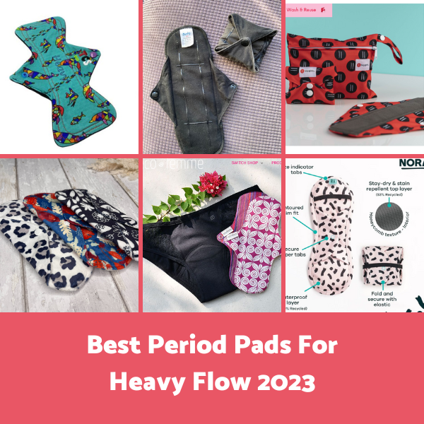  Cloth Pads Menstrual Heavy Flow; 6-Pack + Bag (L+XL