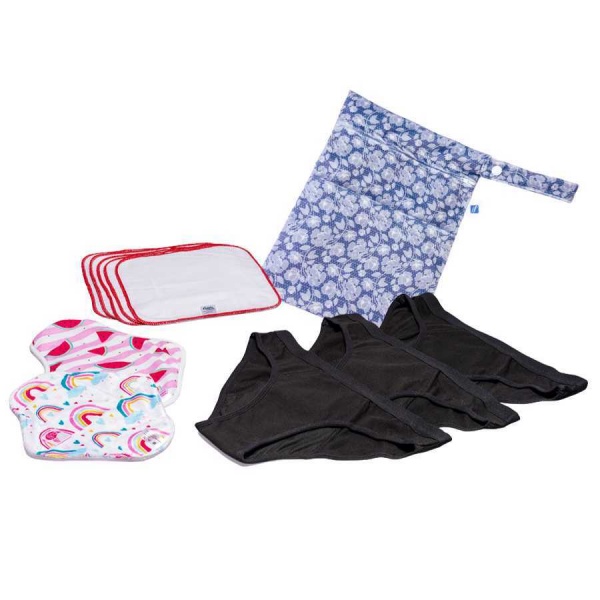 Teen's Period Starter Pack  Mint. Period Undies + Cup + Cloth Pads – Mint  Global